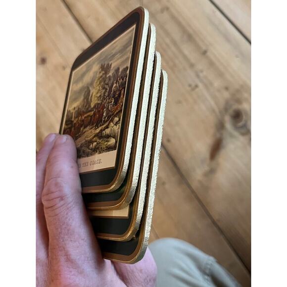 Set of 4 Vintage Pimpernel Corked Back Coasters. American West. Coach. English - Picture 7 of 9